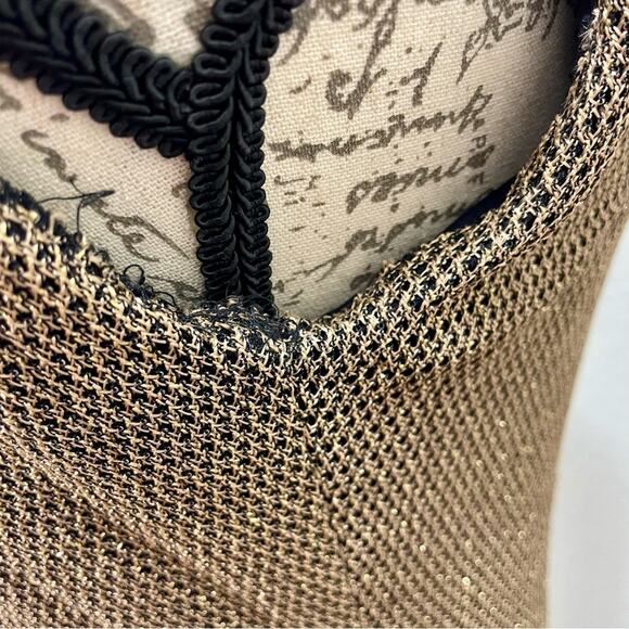 Vintage 90s Gold Glitter Mesh Overlay Maxi Sheath Dress Size 6 / M - Picture 11 of 11